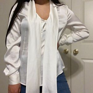 White sheer button up